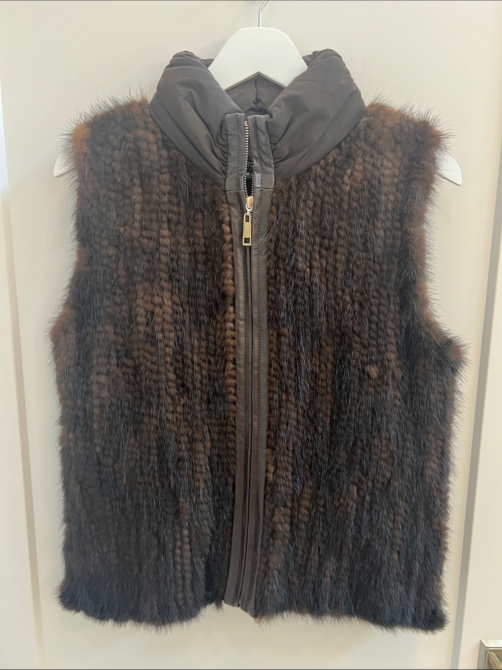 Etcetera Brown Fur Zip-Front Vest
